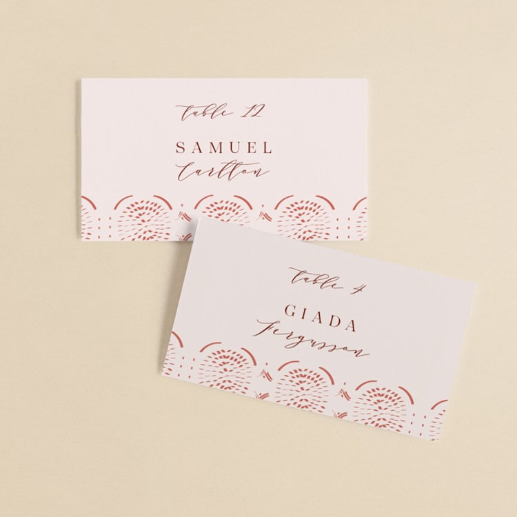 "Terracotta" - Place Cards in Rust by Kanika Mathur - Front