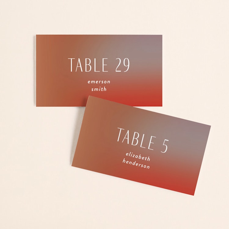 "Retro Grid" - Place Cards in Sunset by Simona Camp - Front