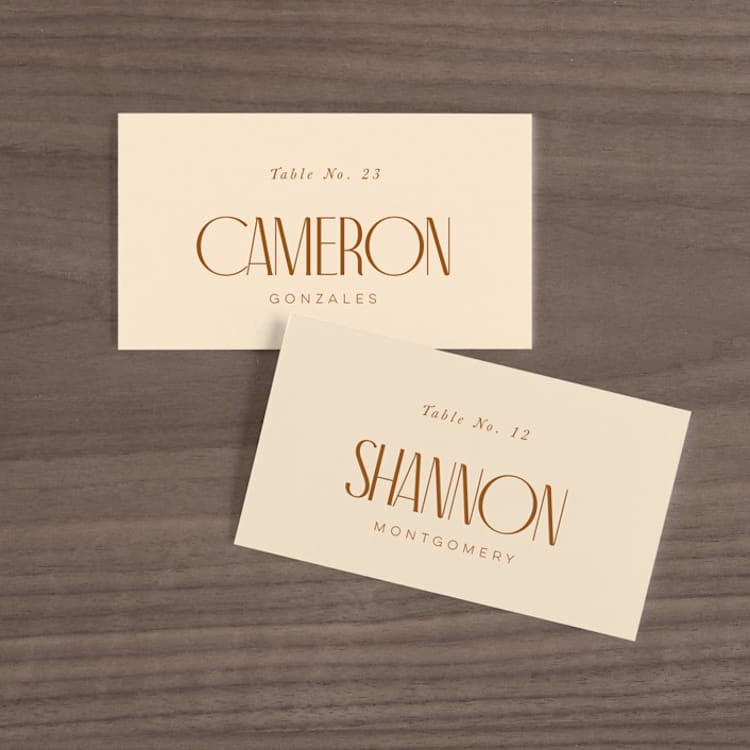 "Classic Touch" - Place Cards in Rust by April Astudillo - Front