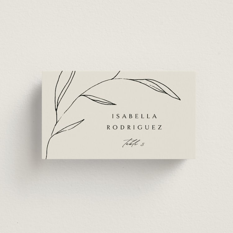 "Waldorf" - Place Cards in Taupe by Kelly Schmidt - Front