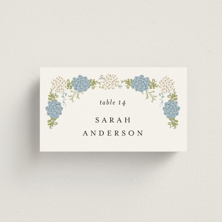 "Wedgewood" - Place Cards in Cerulean by Susan Moyal - Front