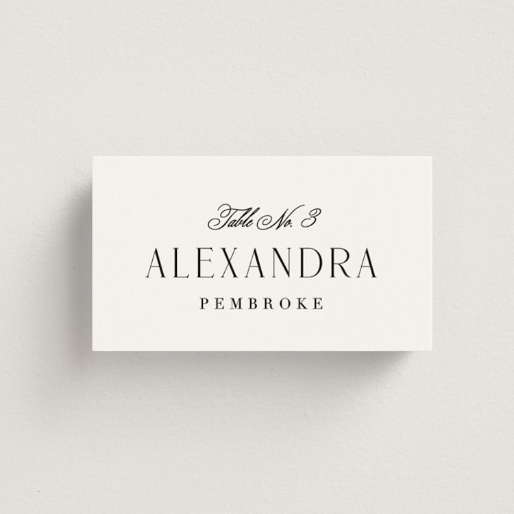 "Grand Scale" - Place Cards in Caviar by Olivia Raufman - Front