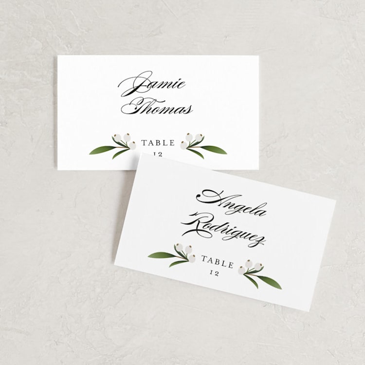 "Adorned Ampersand" - Place Cards in Cotton by Jennifer Postorino - Front