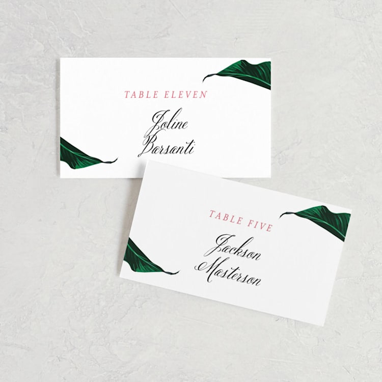 "Mod Palm" - Place Cards in Pearl by Erin Hodges - Front