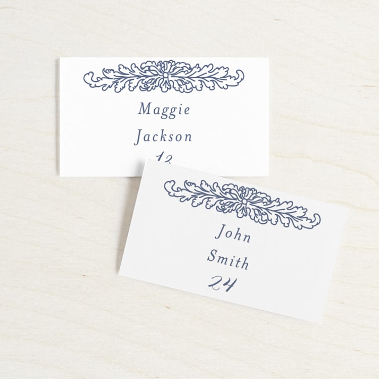 "Ornate" - Place Cards in Indigo by Nazia Hyder - Front
