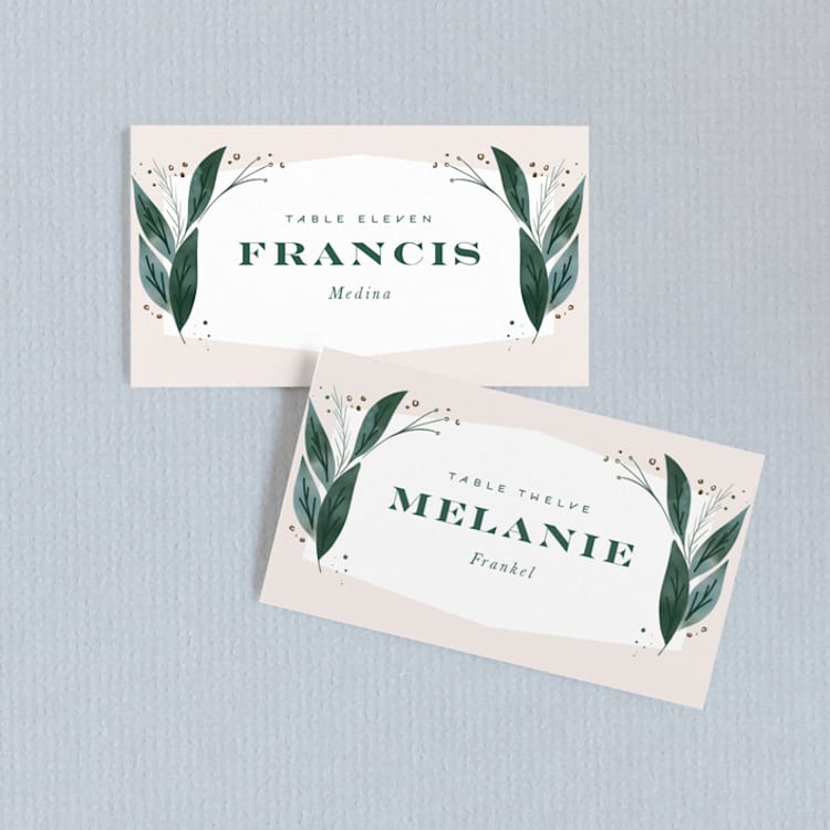 "Eternity" - Place Cards in Sage by Leah Bisch - Front