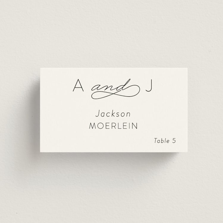 "Forever And" - Place Cards in Black Tie by Kim Dietrich Elam - Front