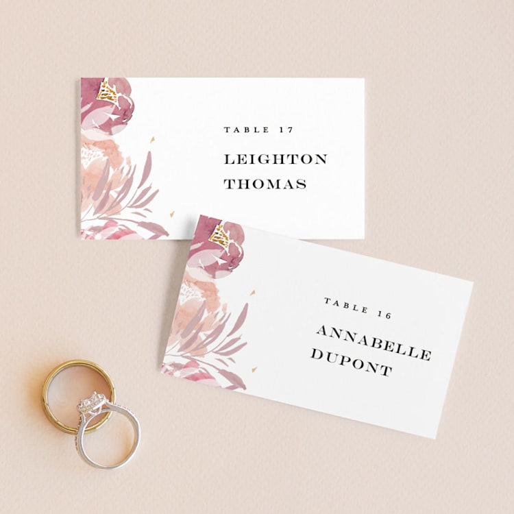 "Grand Bloom" - Place Cards in Mauve by Bonjour Paper - Front