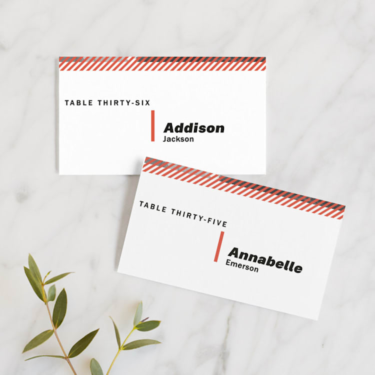 "Alexis" - Place Cards in Coral by Calee A.H. Cecconi - Front