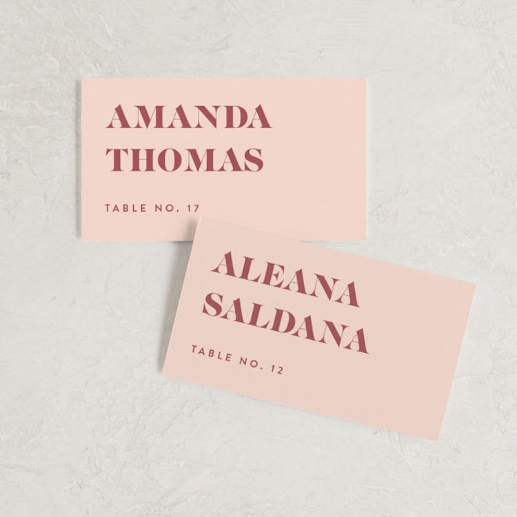"Headline" - Place Cards in Rust by Melissa Egan of Pistols - Front