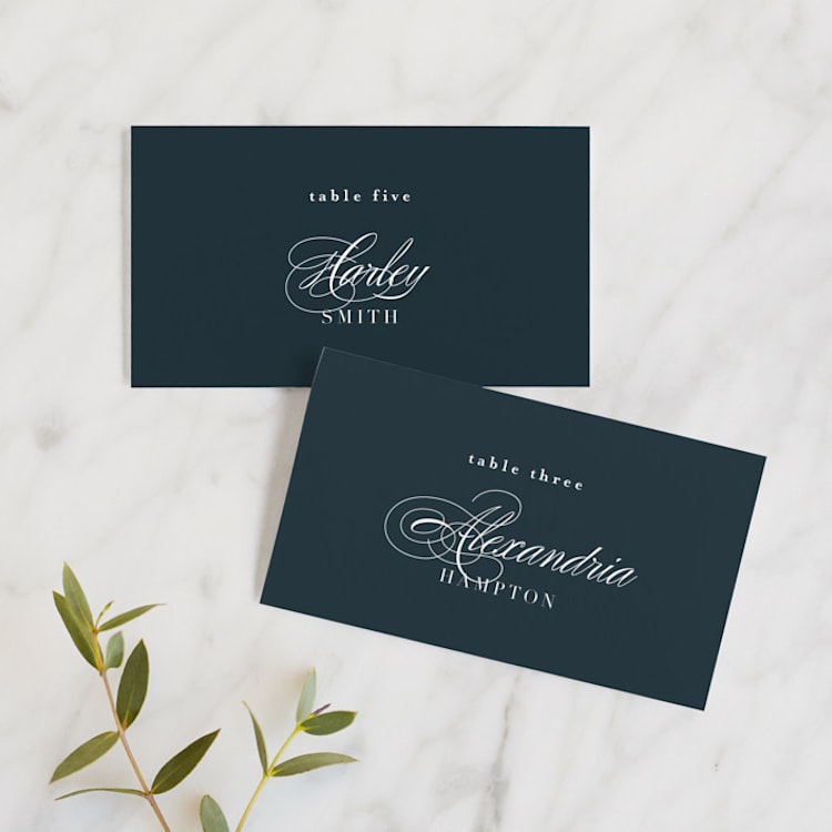 "Traditional" - Place Cards in Navy by lena barakat - Front