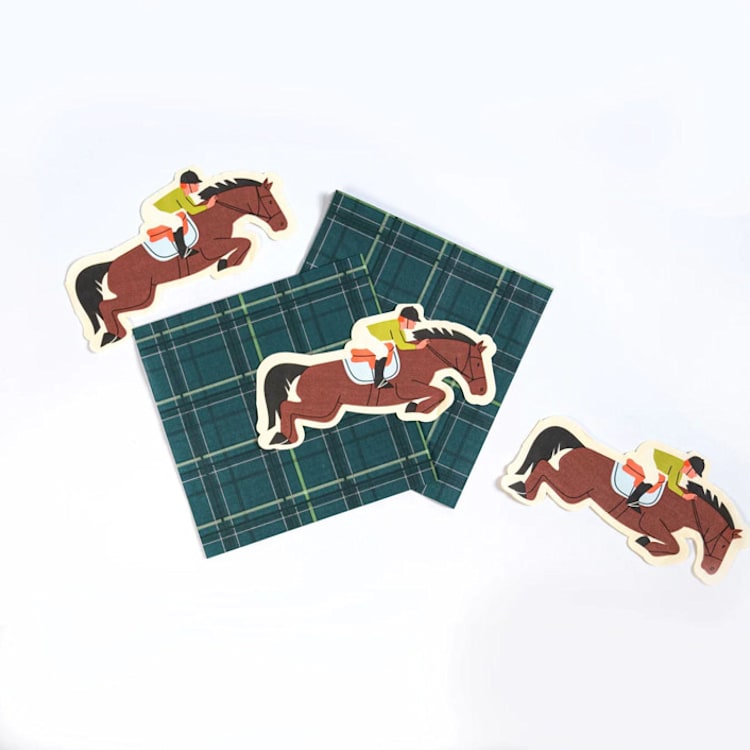 "Horse Plaid Napkins - Equestrian Collection (x20)" - Party Napkins in multicolor by POP Party Supplies