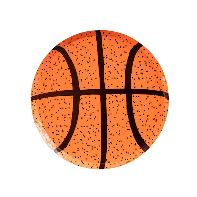 "Good Sport Small Basketball Plates - Pack of 8" - Party Plates and Bowls in orange by Jollity and Co