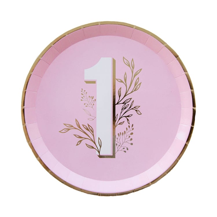 "Pink Onederland Dinner Plates - Pack of 8" - Party Plates and Bowls in pink by Jollity and Co