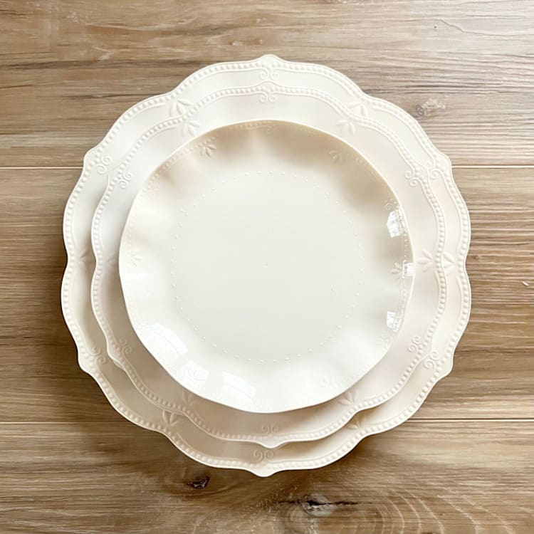 "Vineyard Estate Dinnerware Set | Linen" - Party Plates and Bowls in natural by Prêt-à-PartyNY