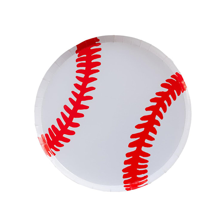 "Good Sport Small Baseball Plates - Pack of 8" - Party Plates and Bowls in white by Jollity and Co