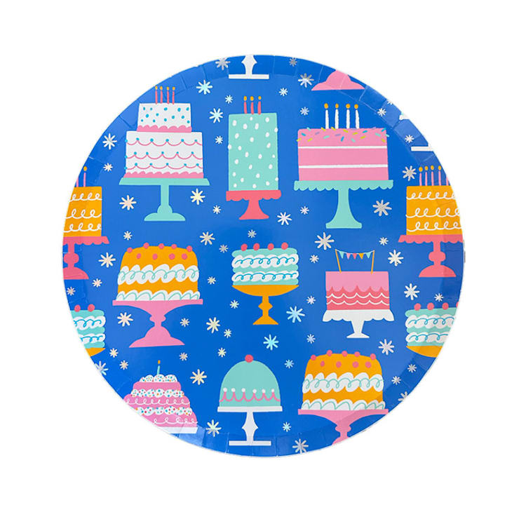 "It's A Birthday Cake Print Large Plates - Set of 8" - Party Plates and Bowls in multicolor by Jollity and Co