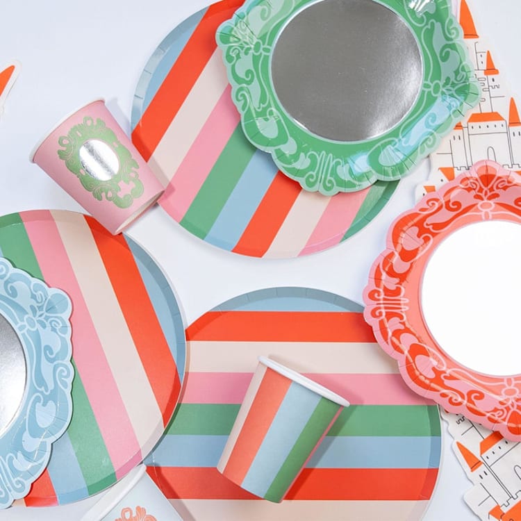 "Princess Party Pack - Mirror Mirror Collection (x12 person party)" - Party Plates and Bowls in multicolor by POP Party Supplies