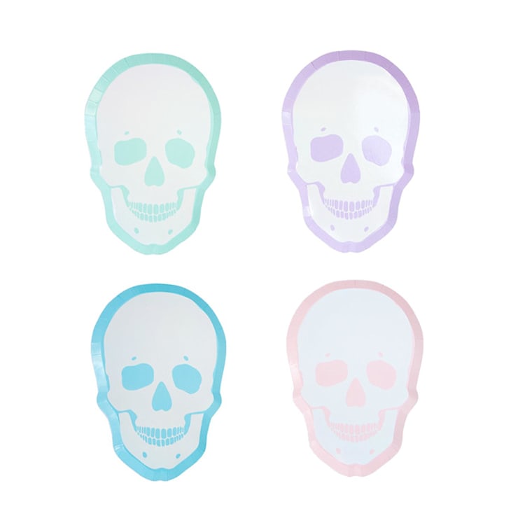 "Pastel Skull Dinner Plates - Set of 8" - Party Plates and Bowls in white by Jollity and Co