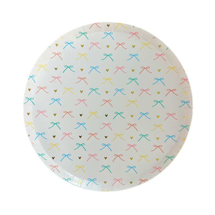 "Bows Dinner Plates - Set of 8" - Party Plates and Bowls in multicolor by Jollity and Co
