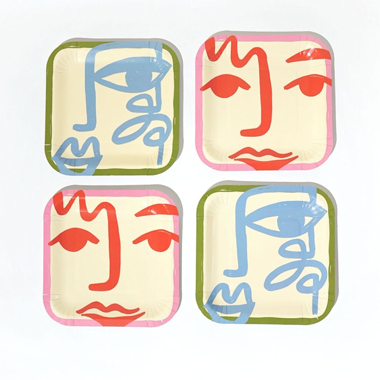 "Art Party Dessert Plates" - Party Plates and Bowls in multicolor by POP Party Supplies