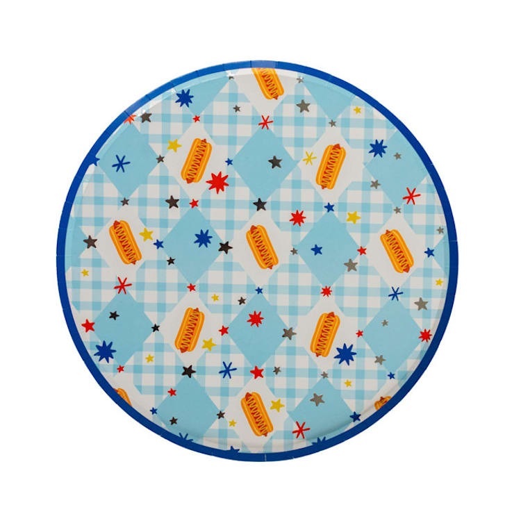 "Patriotic Hot Dog Dinner Plates - Pack of 8" - Party Plates and Bowls in multicolorassorted-colors by Jollity and Co