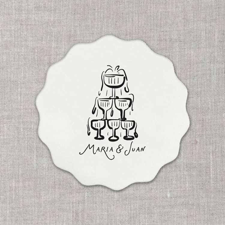 "Custom champagne tower white disposable coasters / Customizable color - Set of 100" - Party Coasters in white by Orchid Studio