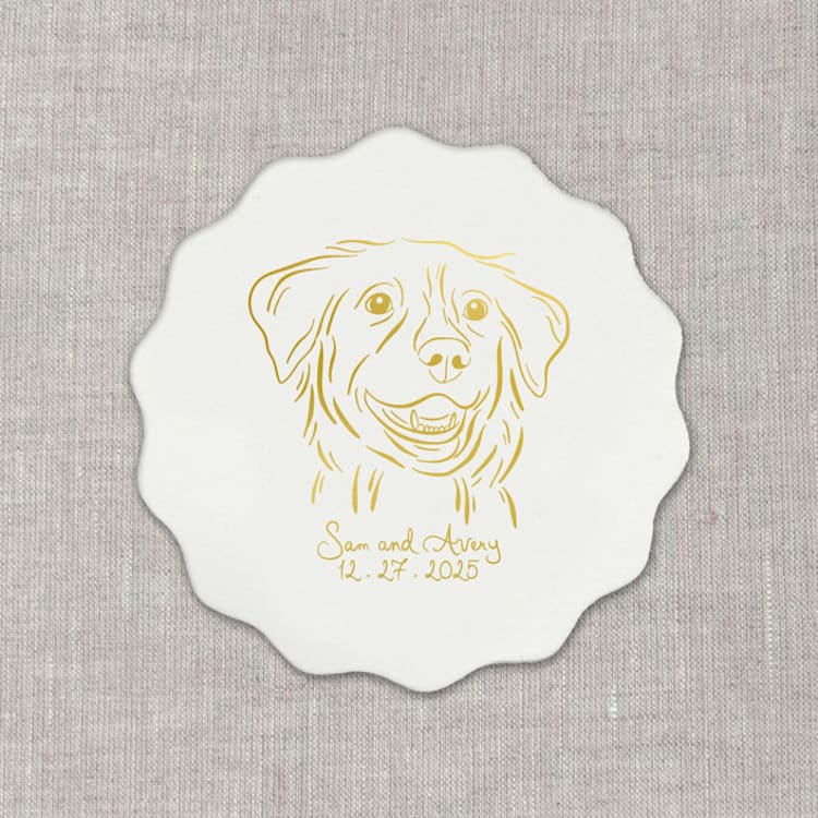 "Custom pet portrait white disposable coasters / Customizable color - Set of 100" - Party Coasters in white by Orchid Studio