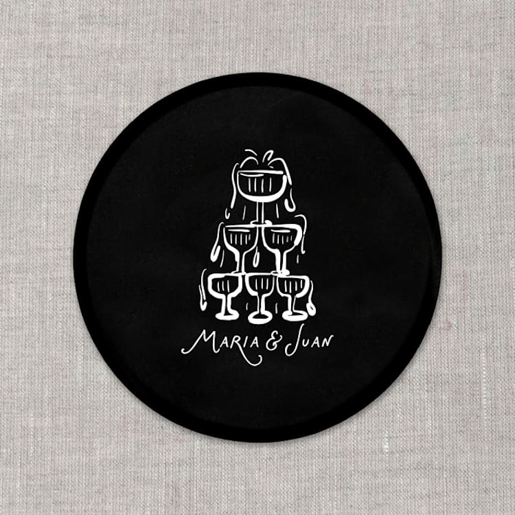 "Custom champagne tower black disposable coasters / Customizable color - Set of 100" - Party Coasters in white by Orchid Studio