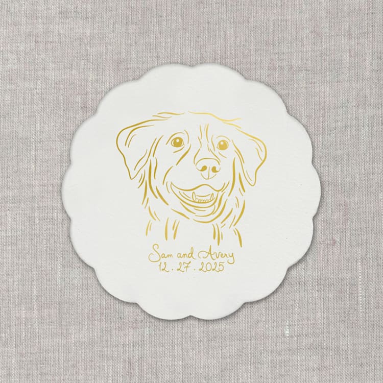 "Custom pet portrait white disposable coasters / Customizable color - Set of 100" - Party Coasters in white by Orchid Studio