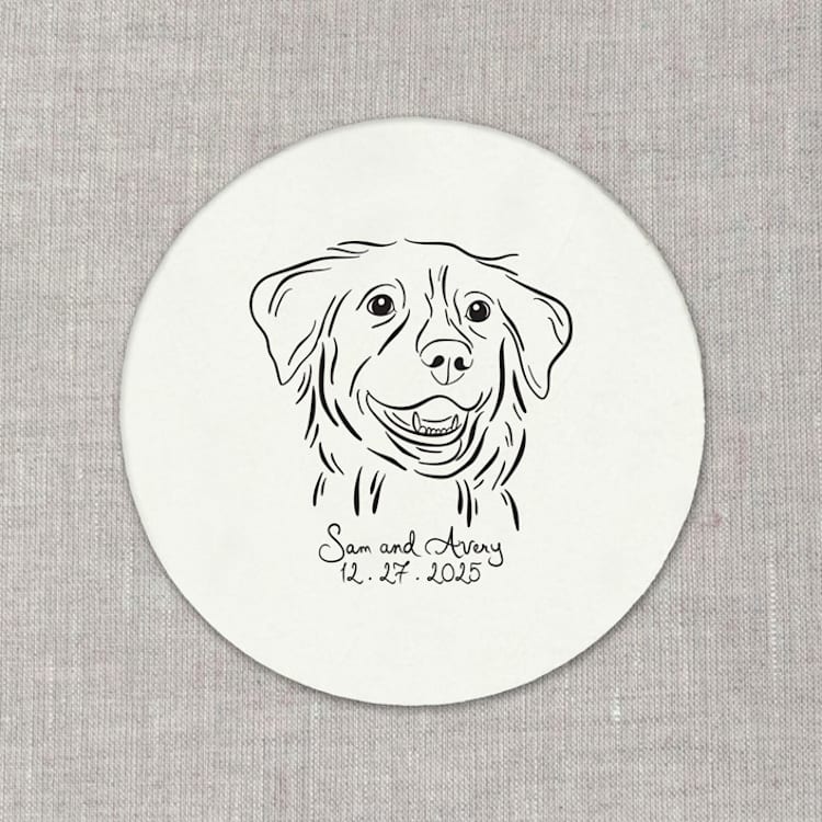 "Custom pet portrait white disposable coasters / Customizable color - Set of 100" - Party Coasters in white by Orchid Studio