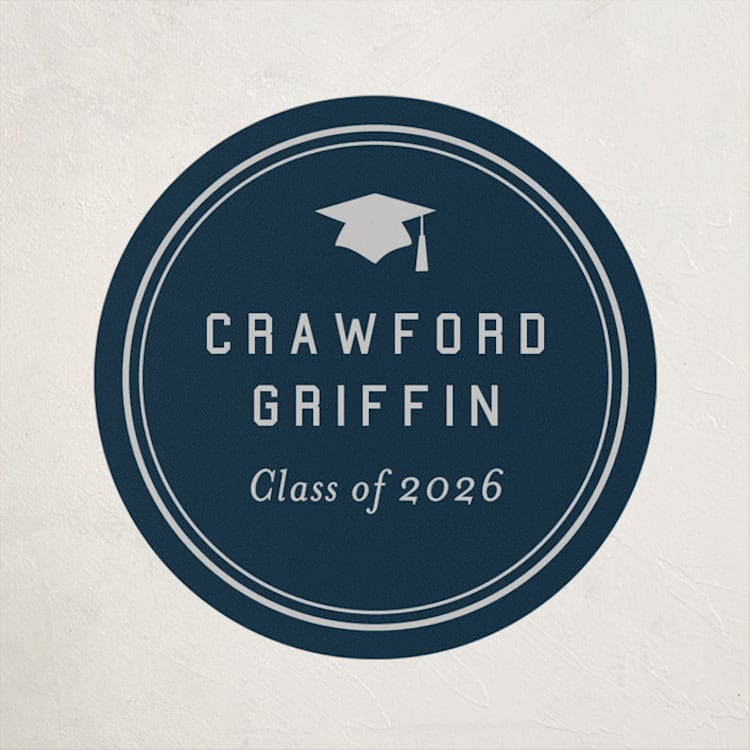 "grad ribbon" - Party Stickers in Navy by Sarah Curry - Front