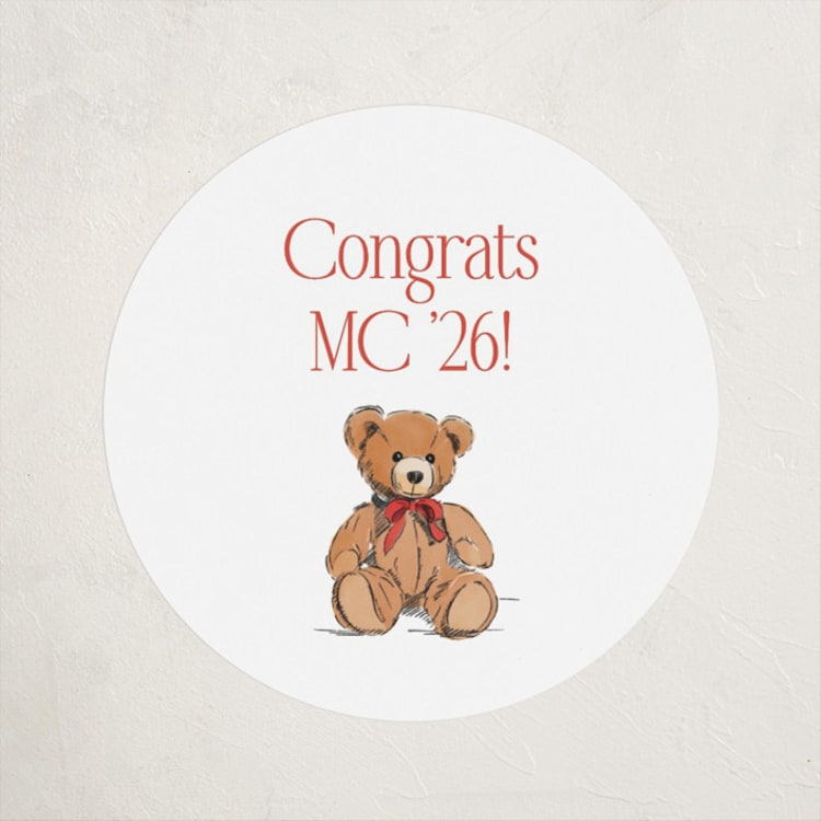 "Antique Teddy Bear" - Party Stickers in Apple by Becky Nimoy - Front