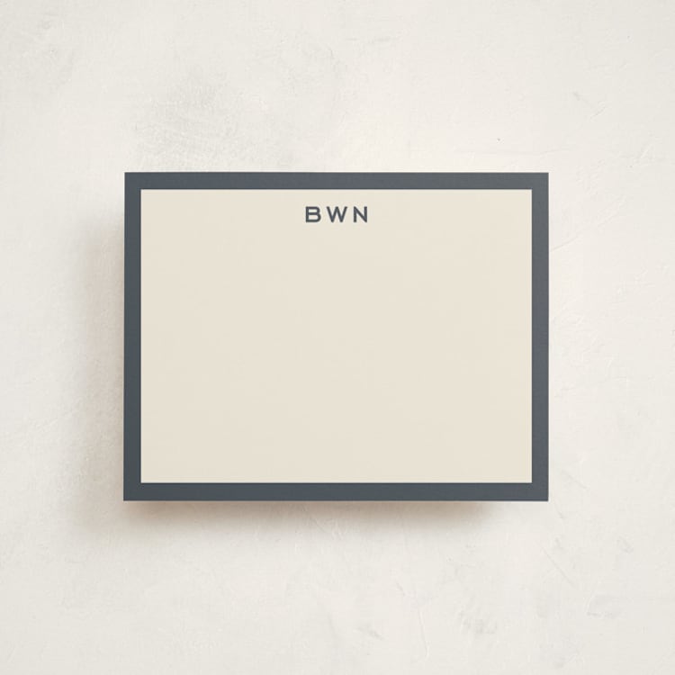 "Tailor" - Personalized Stationery Cards in Slate by Megan Davis - Front