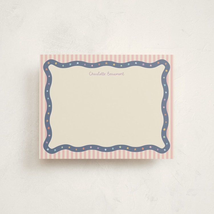 "Star Parade" - Personalized Stationery Cards in Cotton Candy by Rebecca Dymon - Front