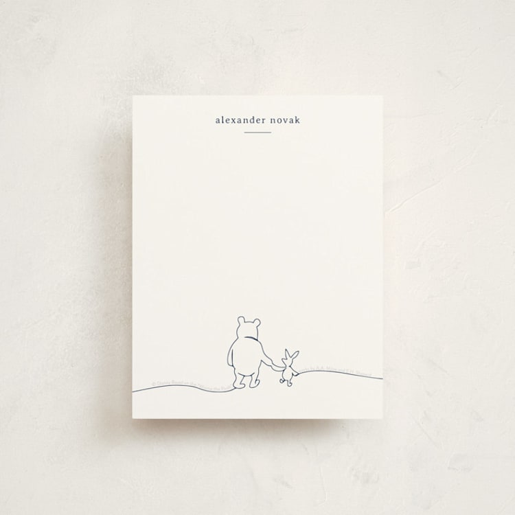 "A Simple Stroll | Winnie The Pooh" - Personalized Stationery Cards in Royal by Britt Mills - Front