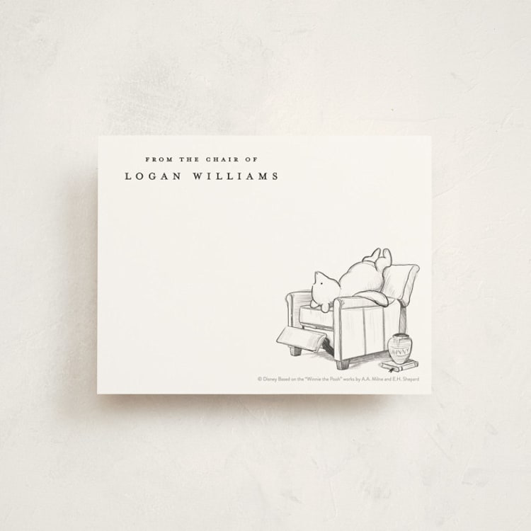 "Disney's Winnie The Pooh Lounging" - Personalized Stationery Cards in Polar Bear by Stefanie Lane - Front