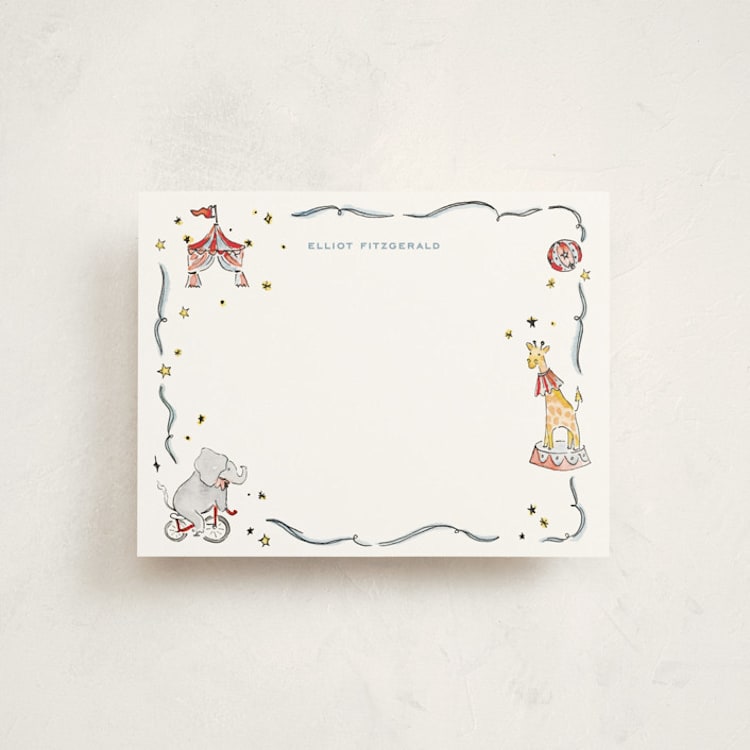 "Circus" - Personalized Stationery Cards in Sky by Pati Cascino - Front