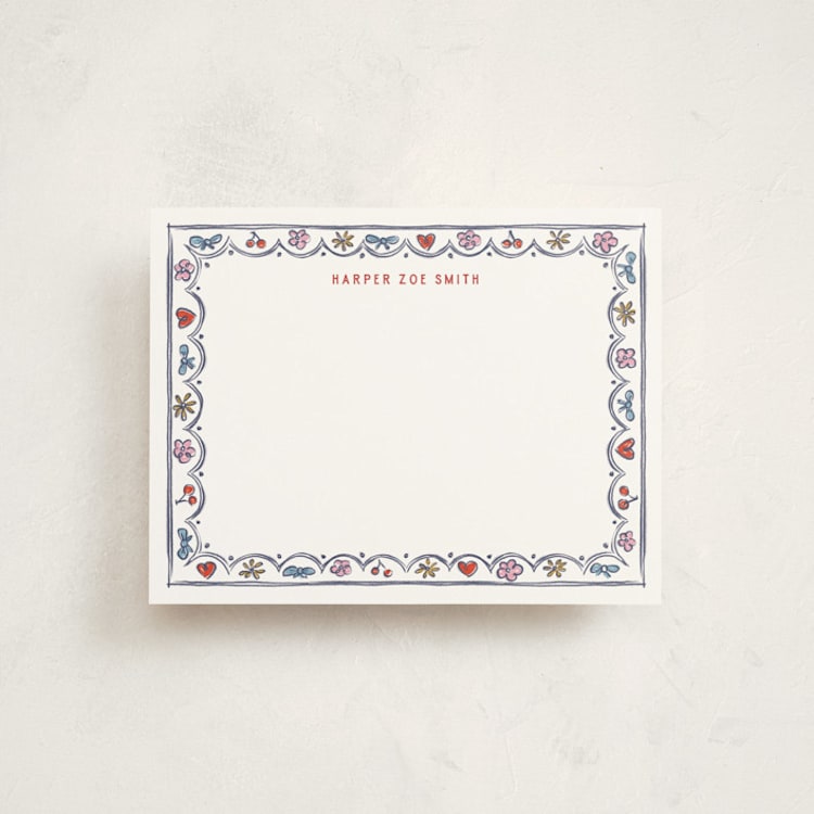 "Little Icons" - Personalized Stationery Cards in Sky by Pati Cascino - Front