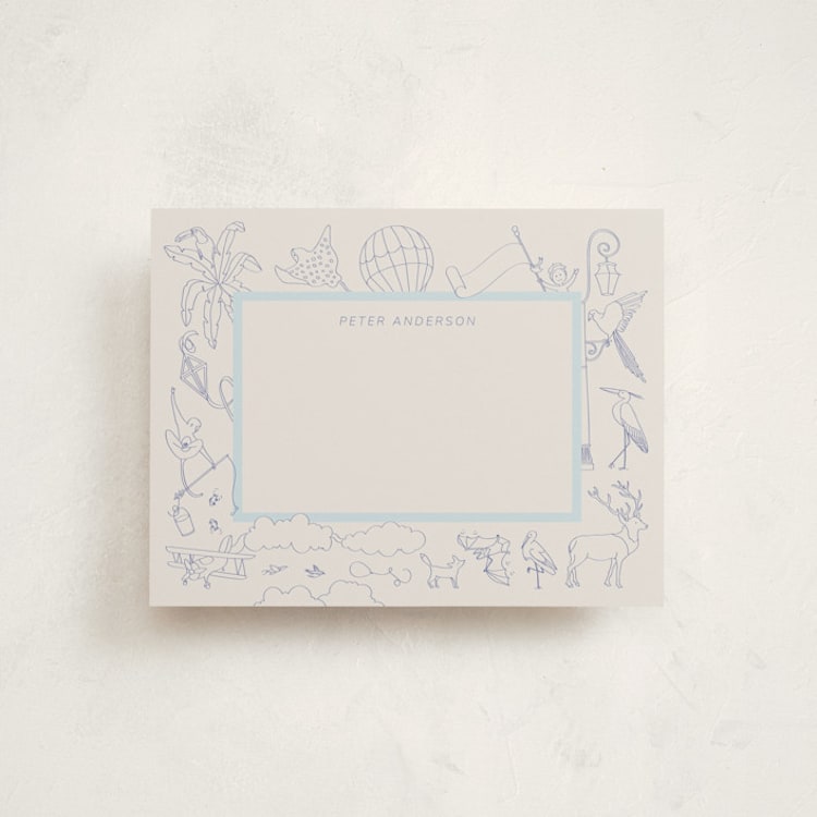 "My Fantastic World Suite" - Personalized Stationery Cards in Navy by Paloma Morand Monteil - Front