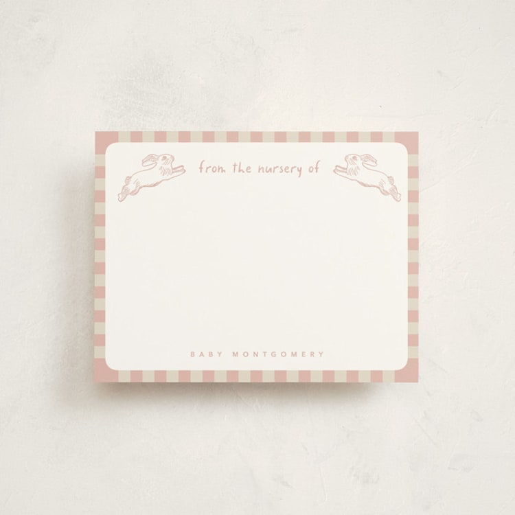 "Flying Bunny" - Personalized Stationery Cards in Petal by Zani van Zyl - Front