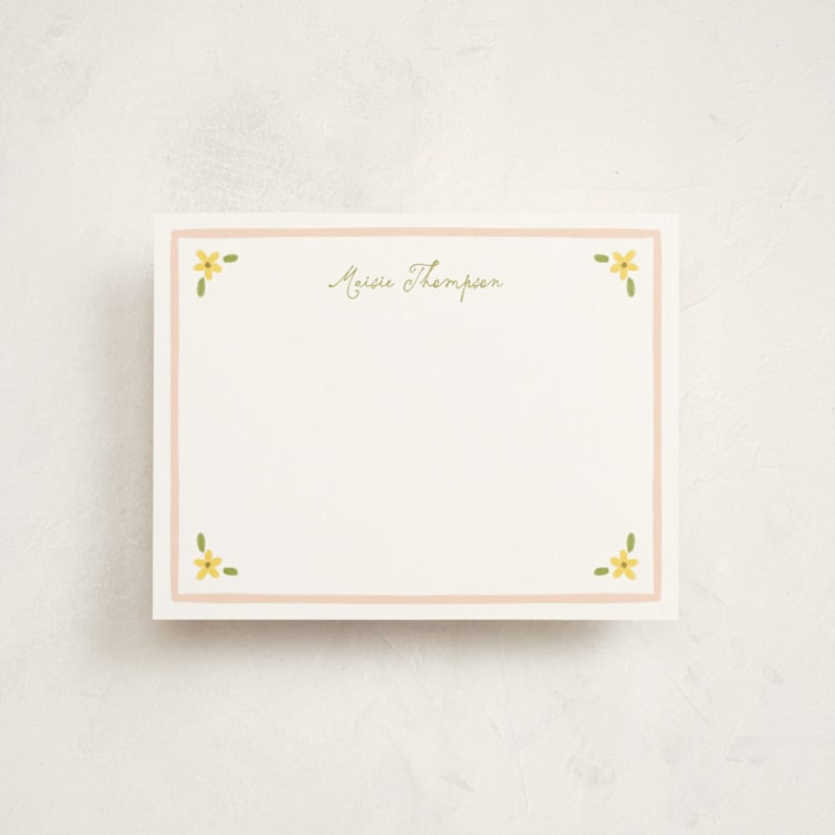 "Daisy" - Personalized Stationery Cards in Daffodil by Morgan Kendall - Front
