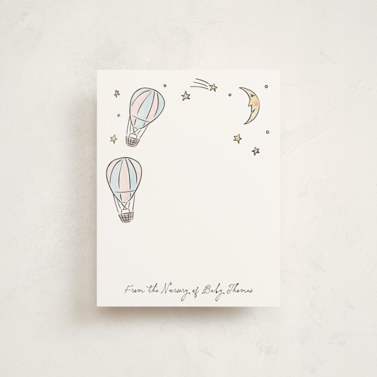 "Whimsical World" - Personalized Stationery Cards in Sky by Ashlee Townsend - Front