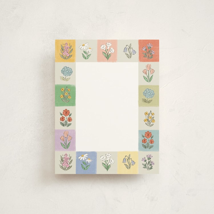 "Checkered flowers" - Personalized Stationery Cards in Marshmallow by Hanna Symonovych - Front