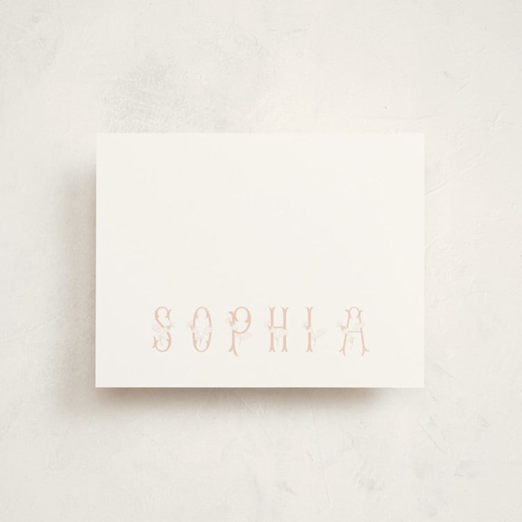 "floral" - Personalized Stationery Cards in Peach by Lori Wemple - Front