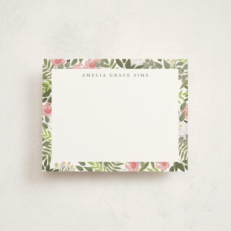 "Amelia" - Personalized Stationery Cards in Petal by Elizabeth Bishop - Front