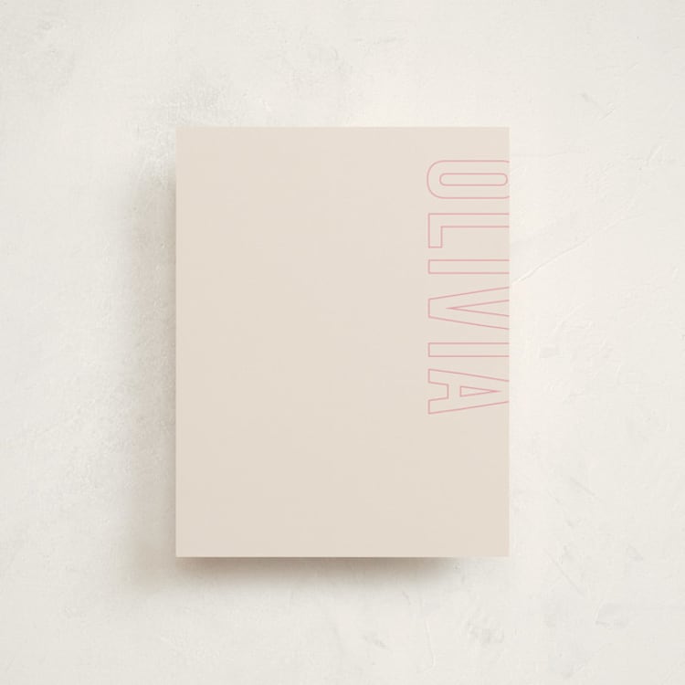 "Big Name" - Personalized Stationery Cards in Cream by Ilene Guy - Front