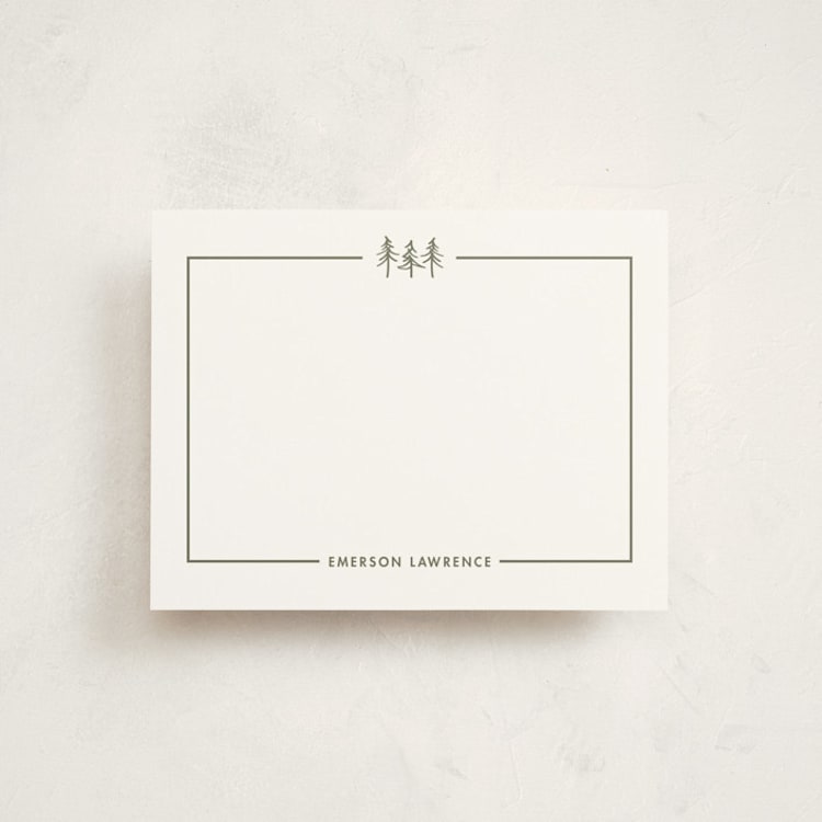 "Three Pines" - Personalized Stationery Cards in Ponderosa by Townsend Majors - Front