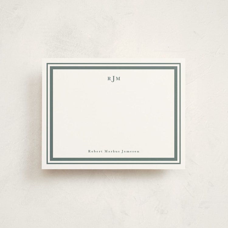 "Elegant Border" - Personalized Stationery Cards in Vetiver by Tamara Hilje - Front