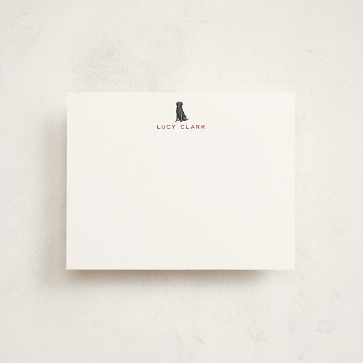 "Black Labrador" - Personalized Stationery Cards in Bordeaux by Sarah Knight - Front
